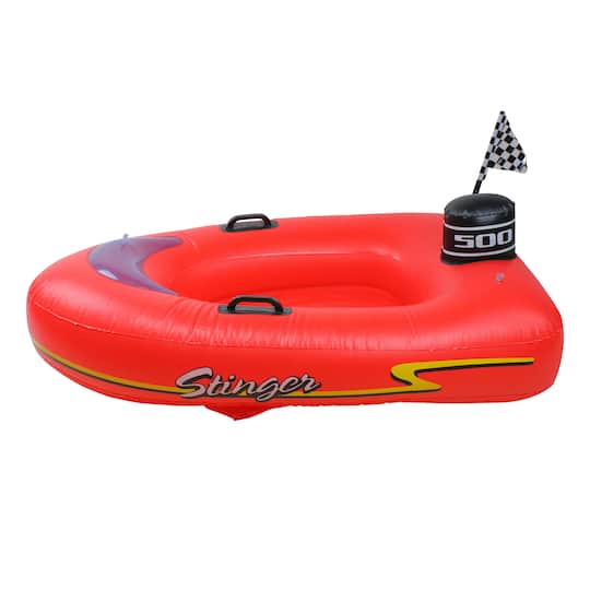 Swim Central 4ft. Inflatable Red & Black Stinger Speedboat Pool Raft